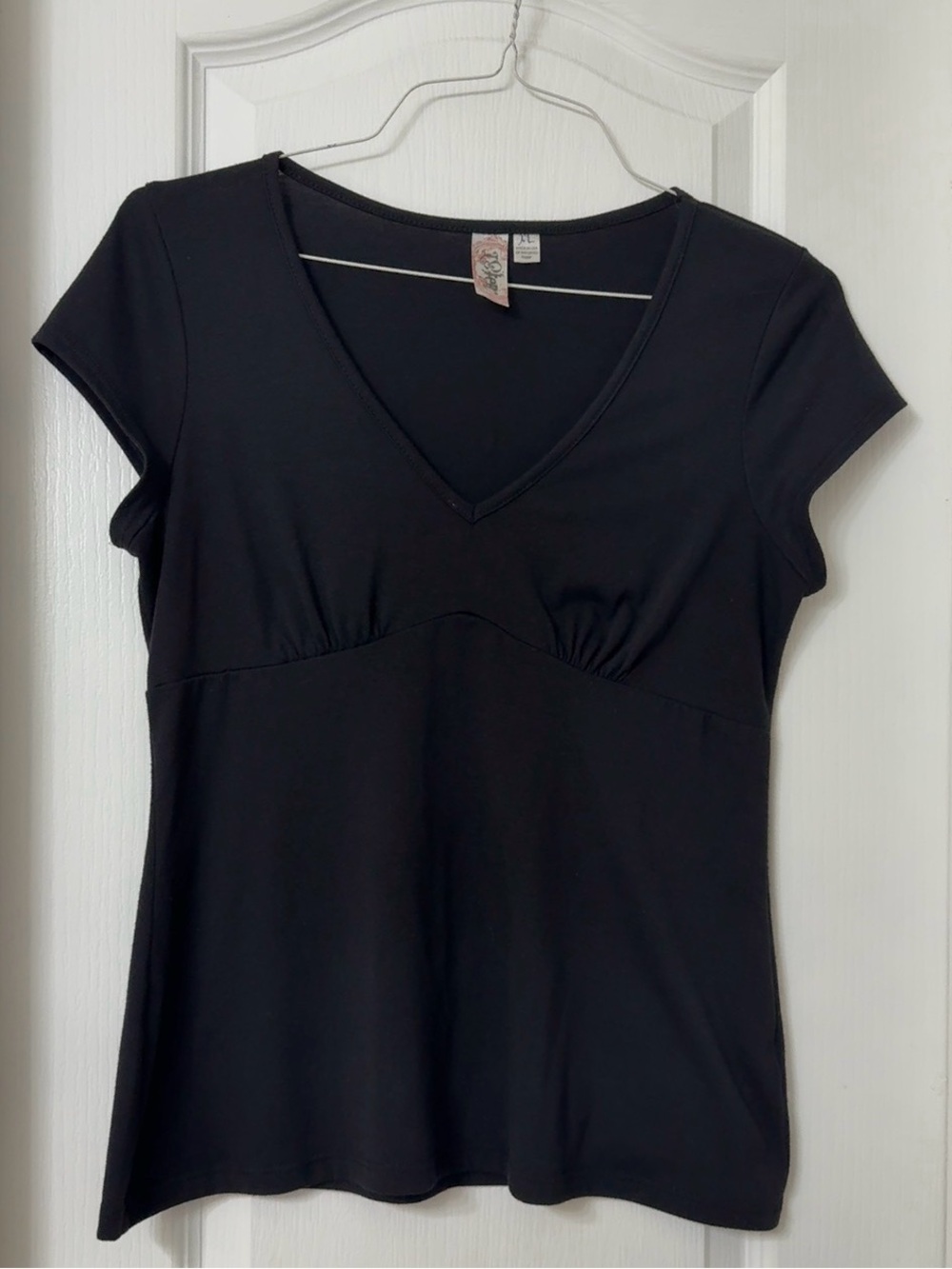 L8ter women's short sleeve V-neck top with cinched ruching detail y2k size XL